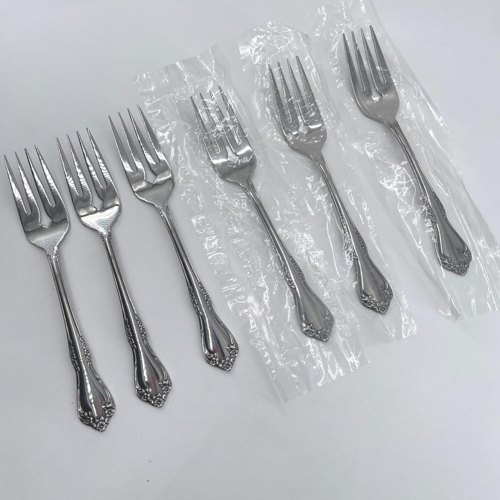 Wm Rogers Mansfield Salad Fork x6 Oneida Stainless Glossy